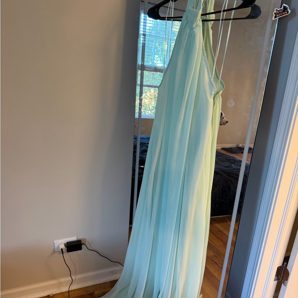 Fashion Nova Mint Green Ruched Dress and blue two piece